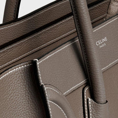 Micro Luggage Handbag In Drummed Calfskin Souris