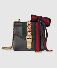 Gucci Sylvie Leather Mini Chain Bag Black