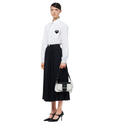 Prada Sidonie Leather Shoulder Bag White / Black