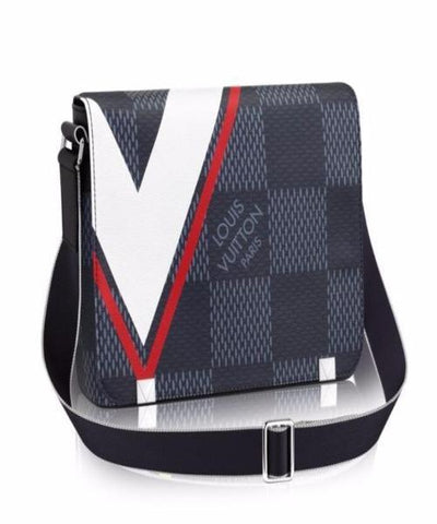 LV District PM Messenger Bag Damier Cobalt Canvas Red