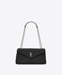 Saint Laurent LouLou Medium in Metelasse “Y” Leather Black