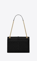 Saint Laurent Classic Medium College Monogram Blue Gold-Toned
