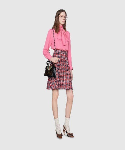 Gucci Sylvie GG Velvet Small Shoulder Bag Brown