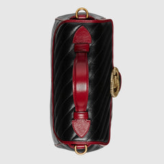 Gucci GG Marmont Small Top Handle Bag Black Cherise Matelassé