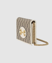 Gucci 1955 Horsebit Wallet With Chain GG Supreme Brown