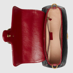 Gucci GG Marmont Small Top Handle Bag Black Cherise Matelassé