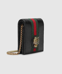 Gucci Rajah Chain Card Case Wallet Black