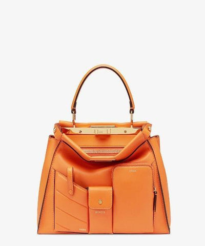 Fendi Peekaboo Iconic Medium Orange Leather Bag