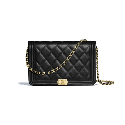 Chanel Le Boy Wallet On Chain – WOC Grained Calfskin Gold-Toned Black