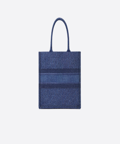 Dior Small Blue Dior Oblique Embroidered Denim Dior Book Tote