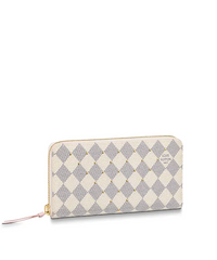 LV Clemence Wallet Damier Azur Canvas Rose Ballerine