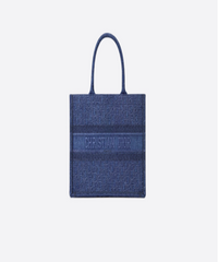 Dior Small Blue Dior Oblique Embroidered Denim Dior Book Tote