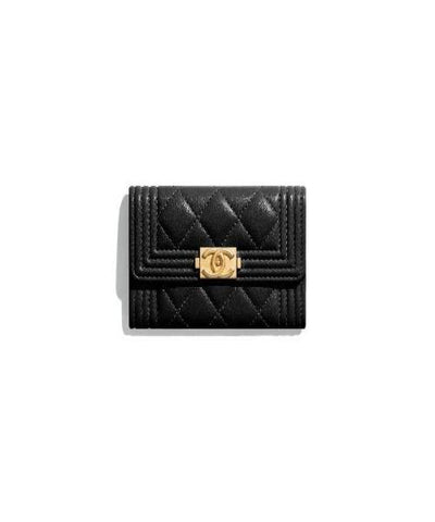 Chanel Boy Chanel Flap Card Holder Black