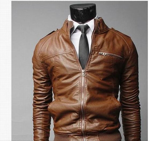 MEN'S WEAR Men Locomotive Leather Coat