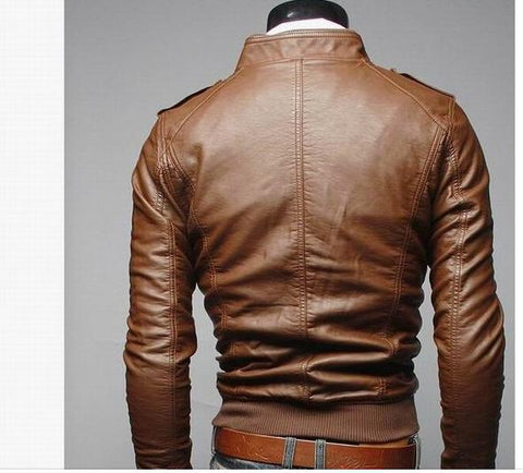 MEN'S WEAR Men Locomotive Leather Coat