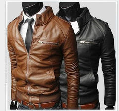 MEN'S WEAR Men Locomotive Leather Coat