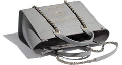 Chanel Deauville Fabric Tote Gray